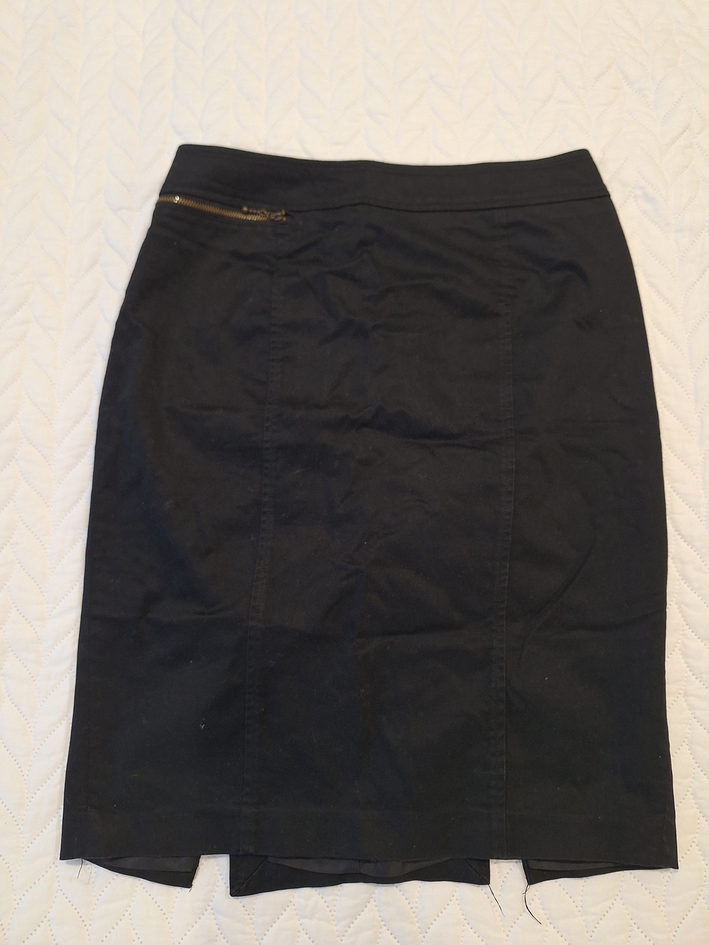 Classic Black Pencil Skirt with Asymmetrical Zip